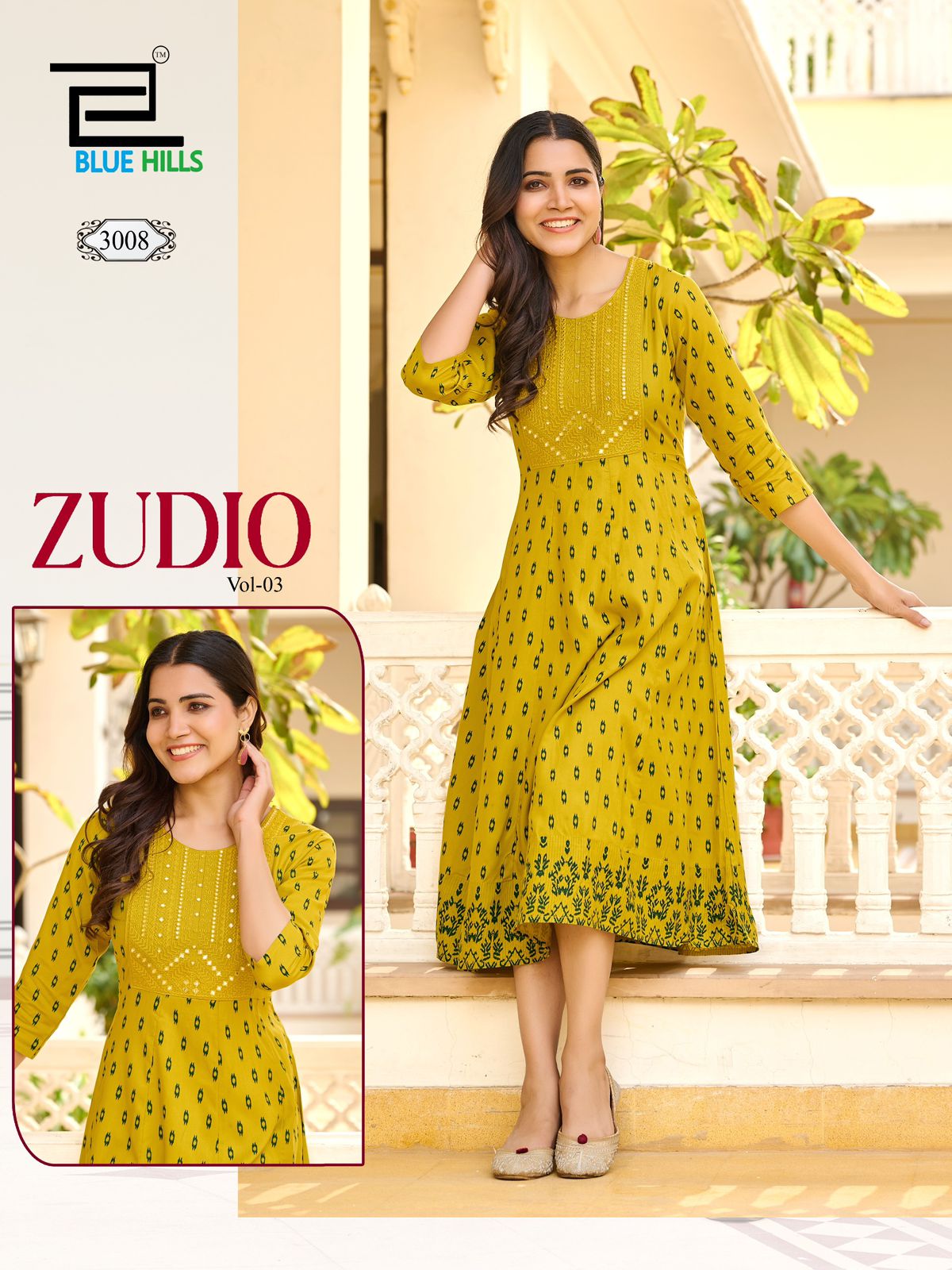 Zudio Vol 3 By Blue Hills Rayon Embroidery Anarkali Kurti Orders In India